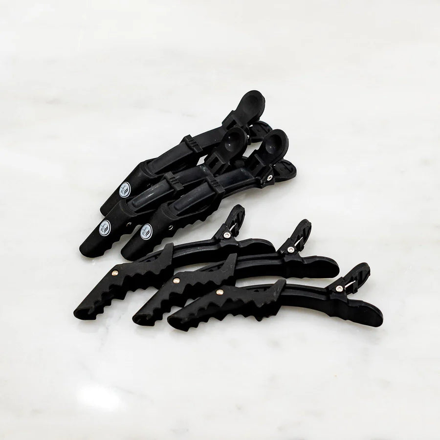 CARBON-FIBER ALLIGATOR HAIR CLIPS 6 UNITS BLACK